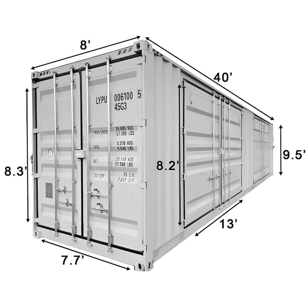40ft High Cube Storage Container with 2 Side Doors - Image 7