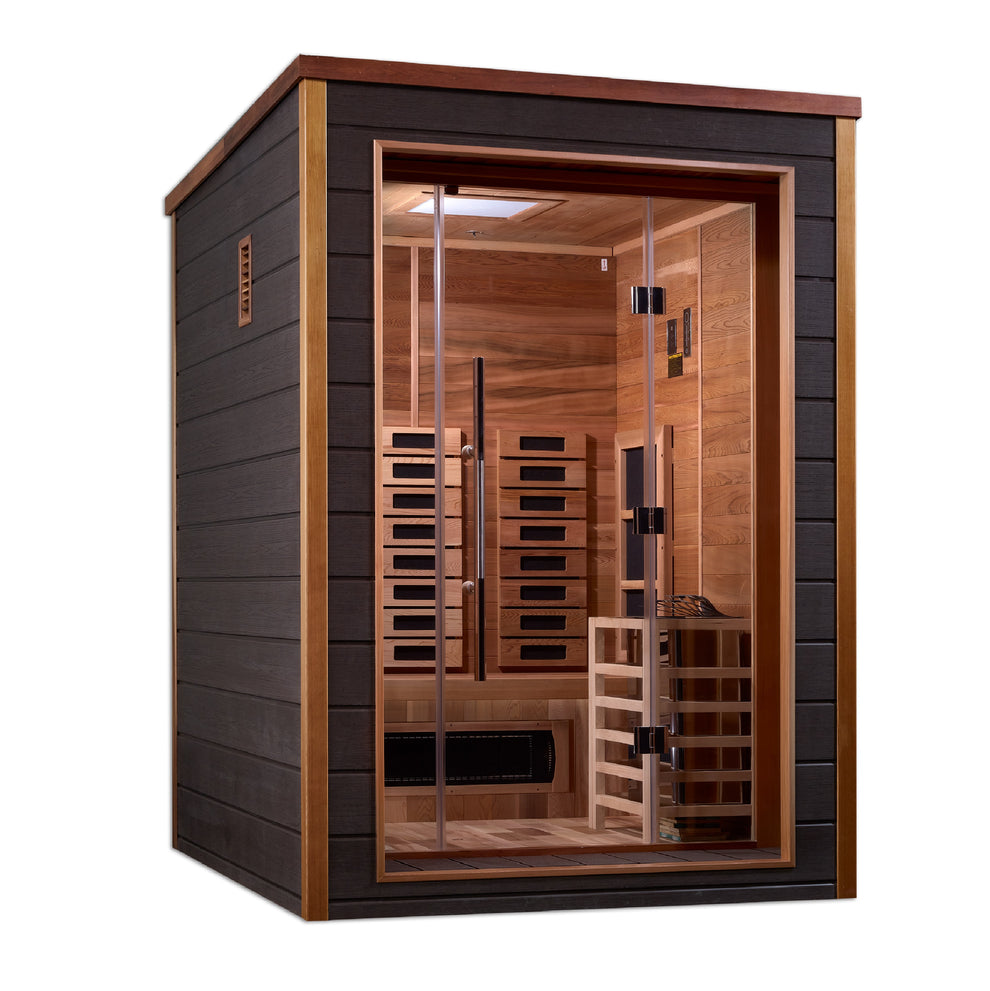 Golden Designs "Nora" 2 Person Outdoor-Indoor PureTechâ„¢ Hybrid Full Spectrum Sauna (GDI-8222-01)